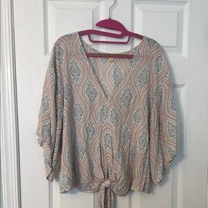 Patterned Women's Top - Pink and Gray